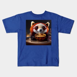 Kawaii Red Panda Eating Ramen Kids T-Shirt